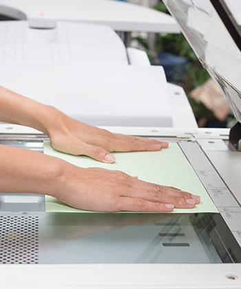 close up of a document being scanned