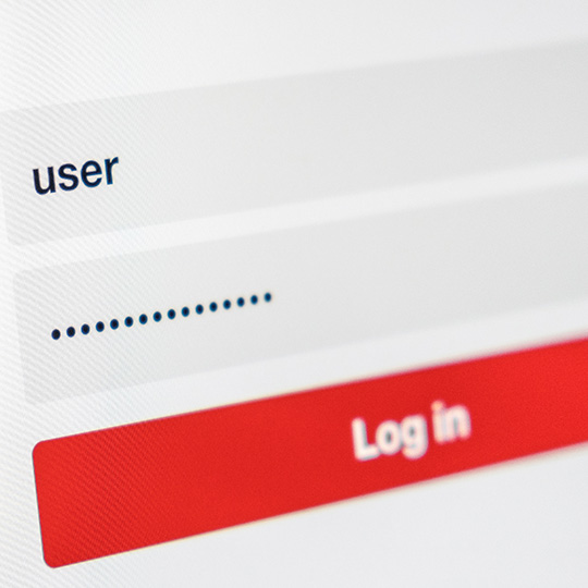 close up of login screen